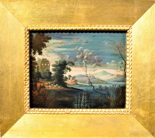 Antiquités - Paysage fantastique "Capriccio" école Flamande du XVIIe siècle
